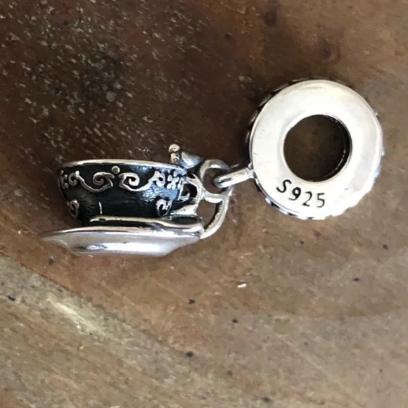 NWOT Sterling silver teacup dangle bracelet charm - Picture 3 of 4